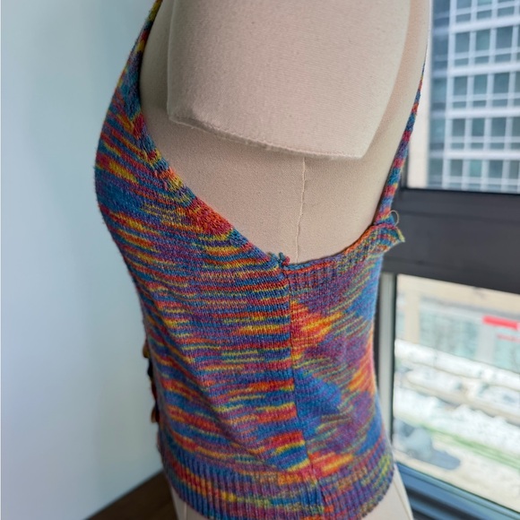 Multicolor Knit Button-Up Tank Top - Picture 3 of 4